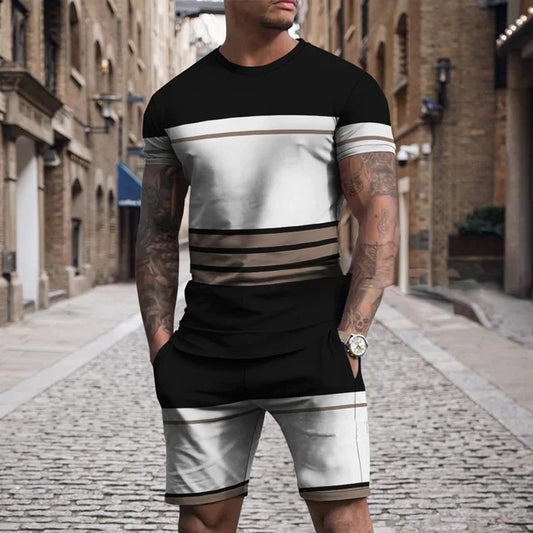 Short Sleeve Round Neck Pu Shuai Casual Multicolor Sportswear Men Suit