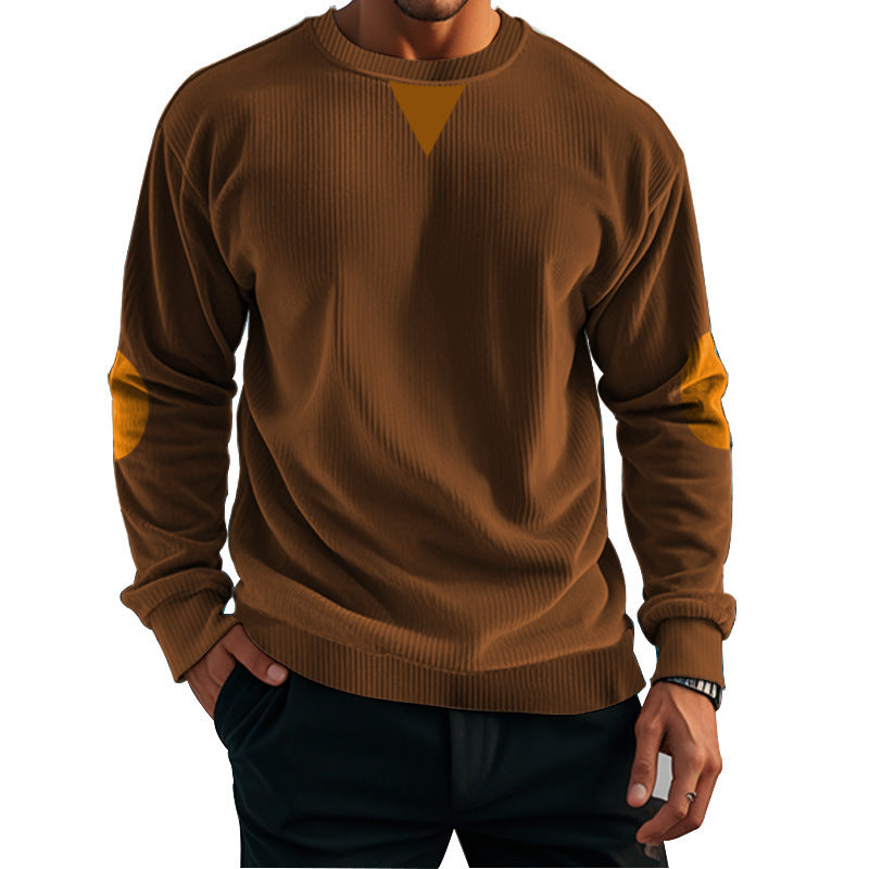 Stand Collar Corduroy Long-sleeved Sweater For Men