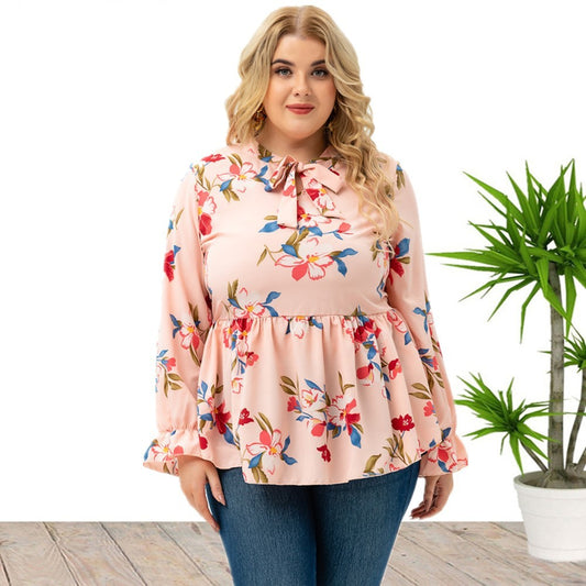 European And American Long-sleeved Printed Top