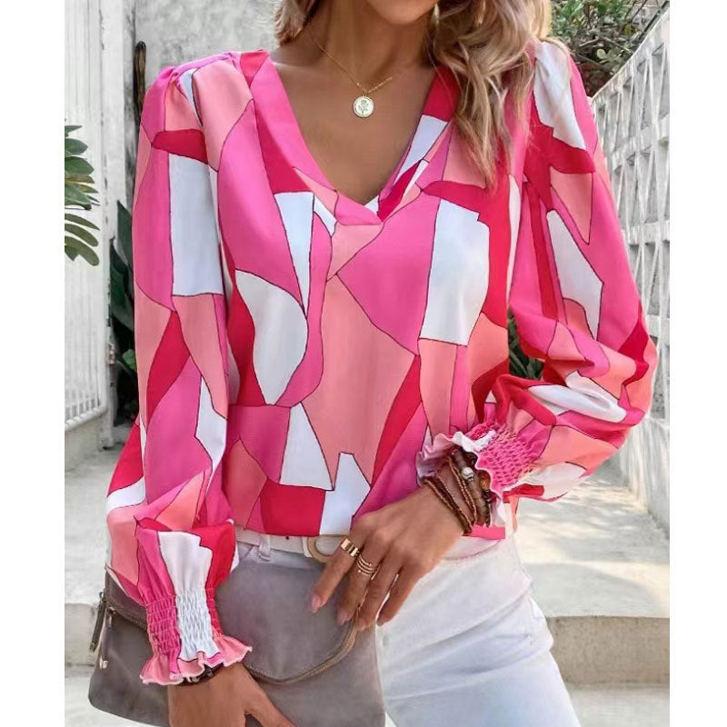 Women's Printed Loose Lapel Long Sleeves Fashion Shirt