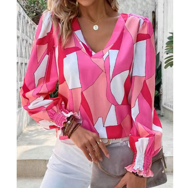 Women's Printed Loose Lapel Long Sleeves Fashion Shirt