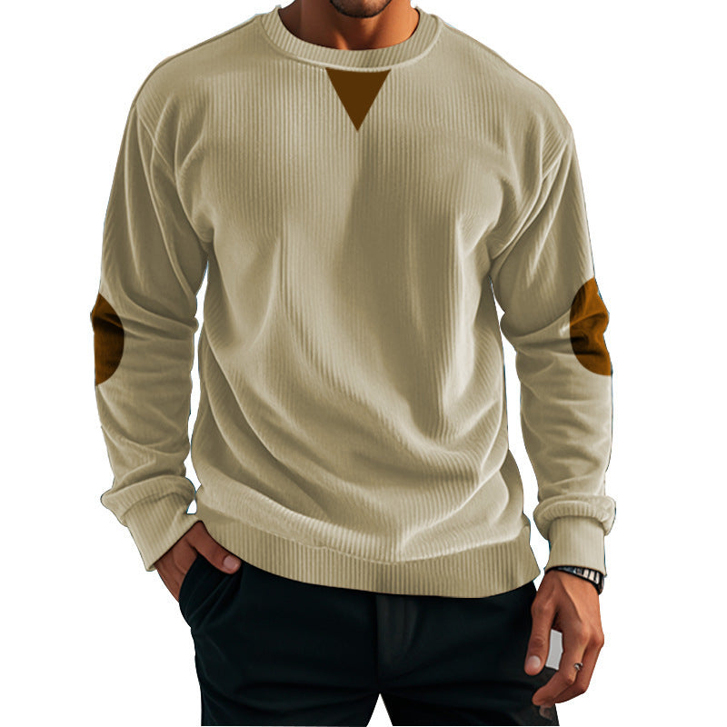 Stand Collar Corduroy Long-sleeved Sweater For Men